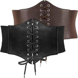 Elastic Waist Corset Belt Women Lace-up Wide Tied Halloween Accessory